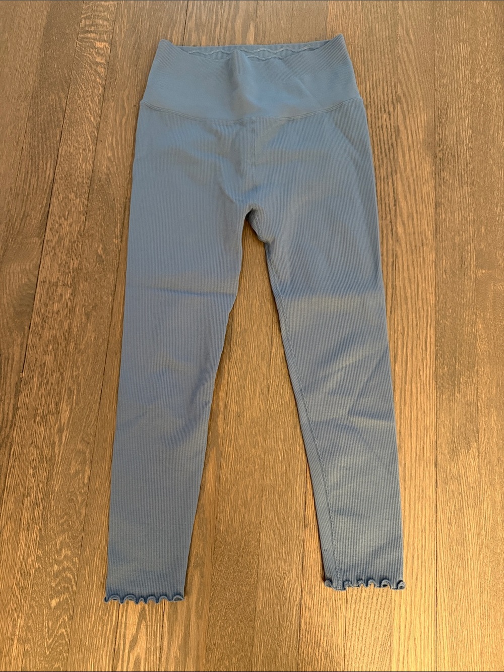 Spiritual Gangster Blue Ribbed Leggings with Lettuce Edge